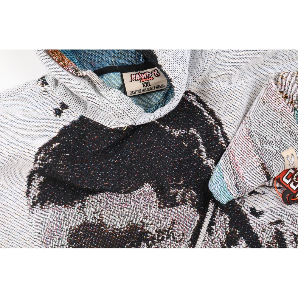 Brand X Studios Pop Smoke Tapestry Hoodie Gray Graphic XXL NWT - Picture 7 of 8